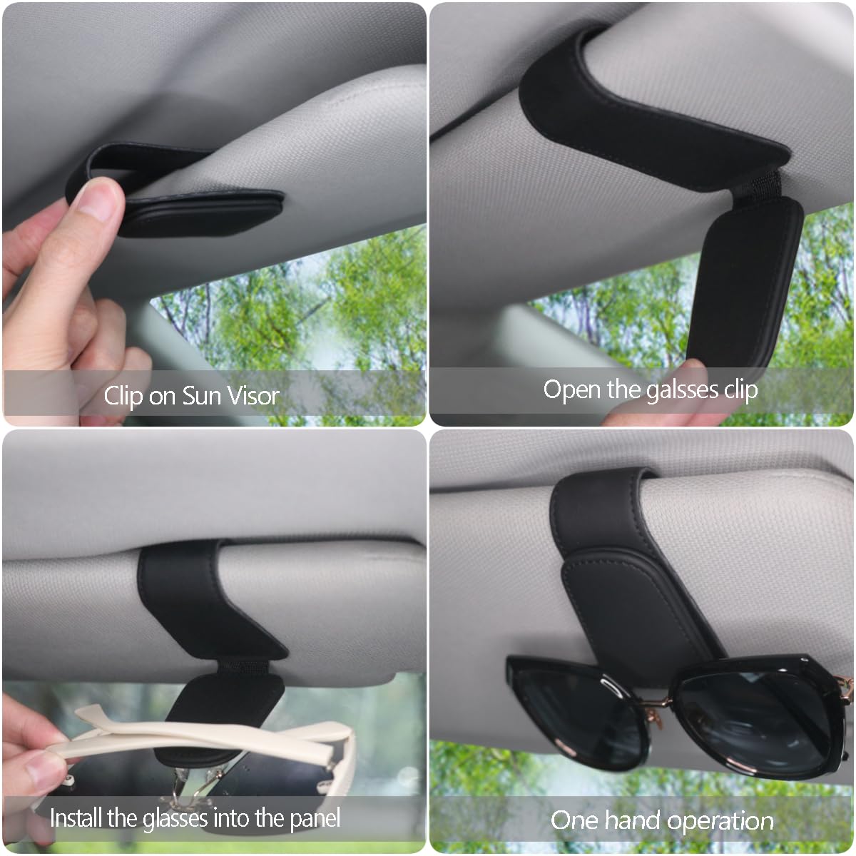 Magnetic Leather Sunglass Holder for Car