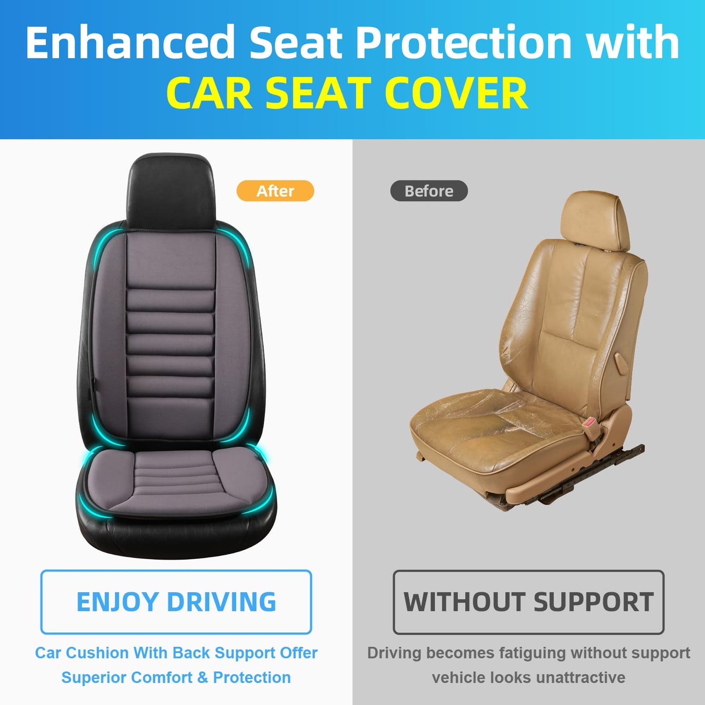 Car Seat Cushion with Back Support Pillow