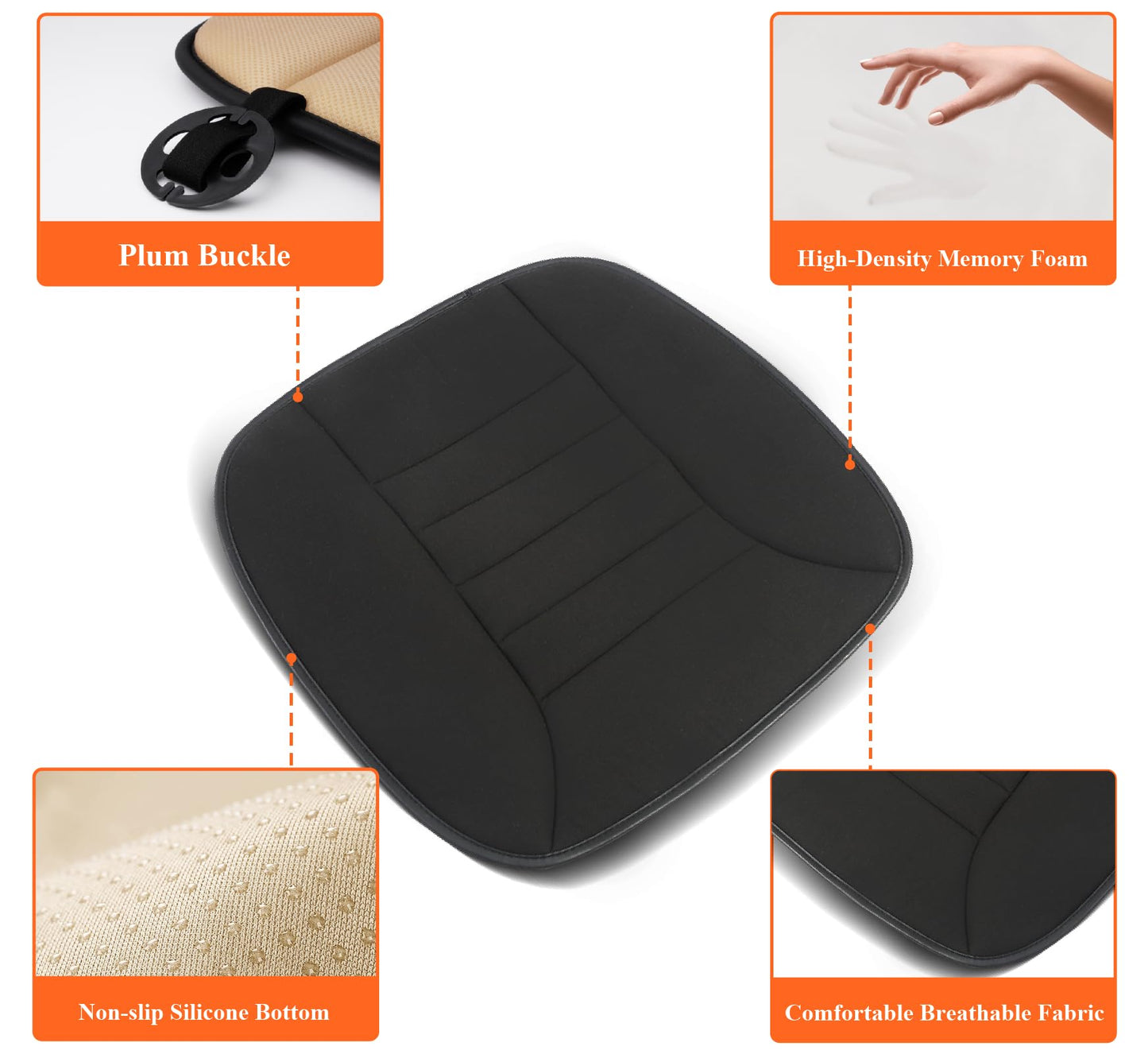 Car Seat Cushion with 1.2inch Comfort Memory Foam