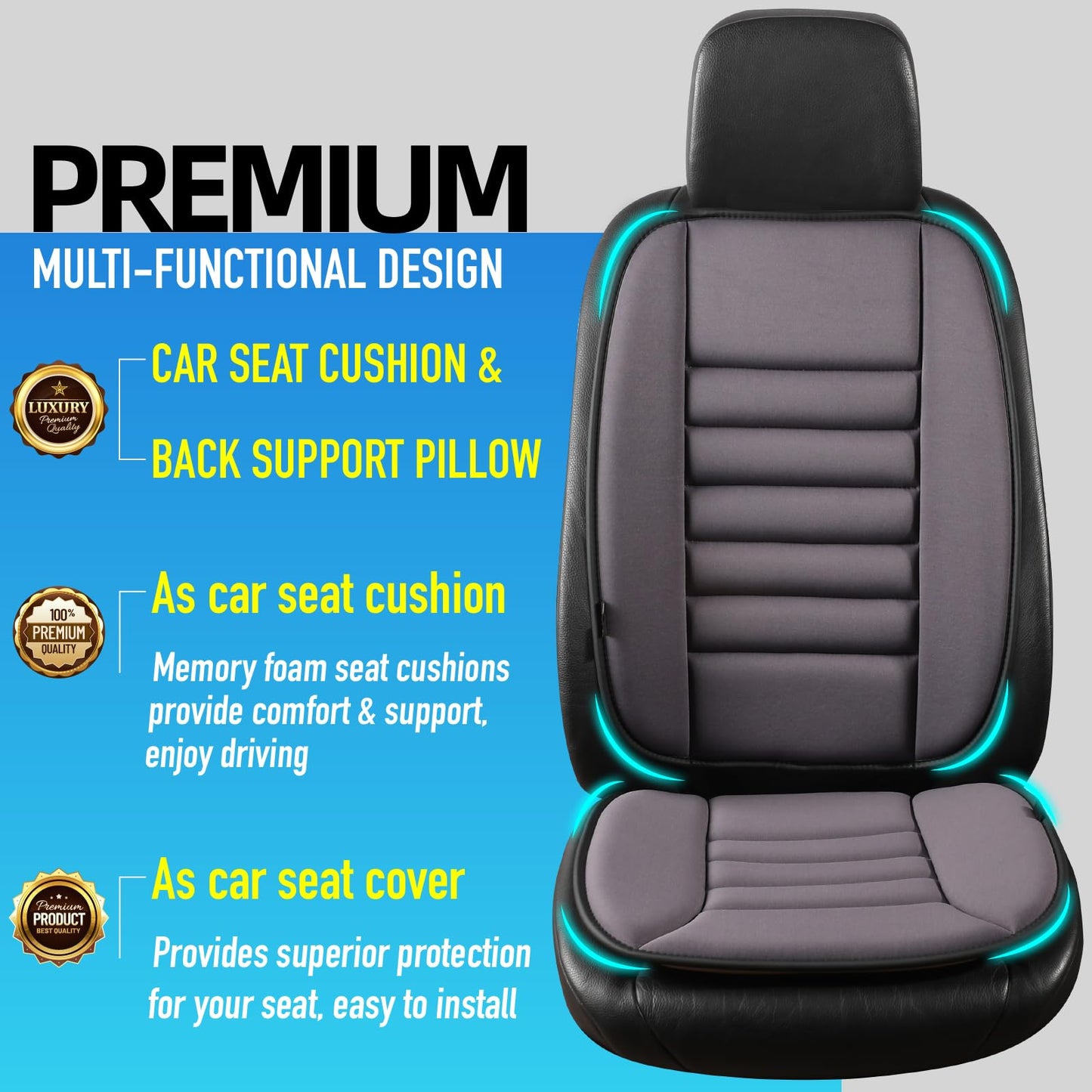 Car Seat Cushion with Back Support Pillow