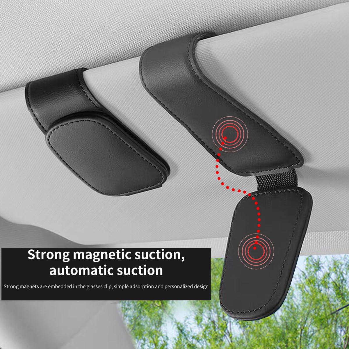 Magnetic Leather Sunglass Holder for Car