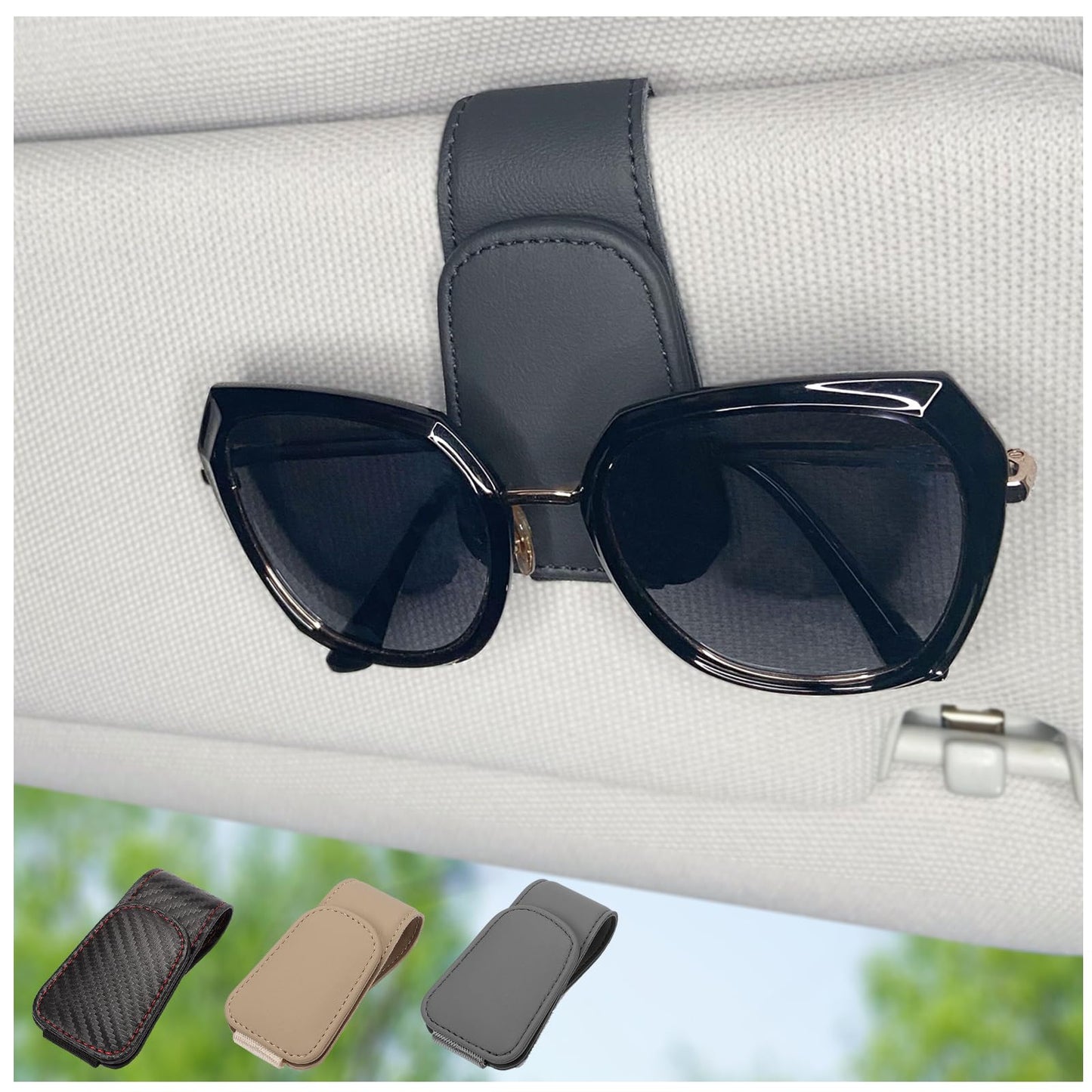 Magnetic Leather Sunglass Holder for Car