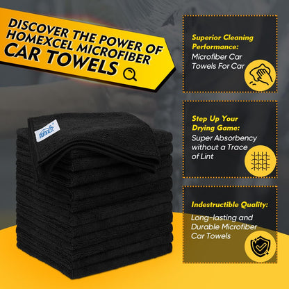 Black Microfiber Cleaning Cloths 12 Pack