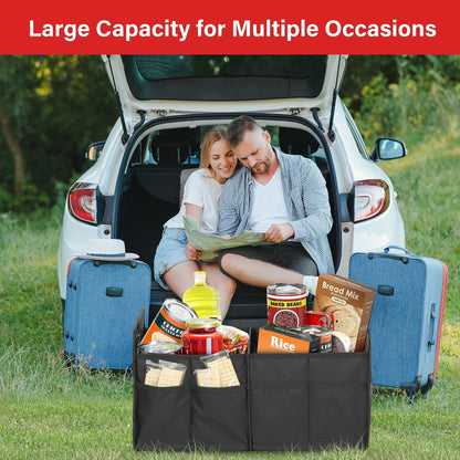 2 Compartments Anti-slip Design Collapsible Trunk Storage